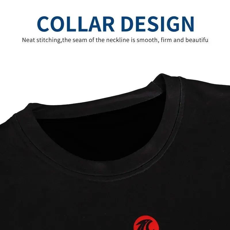 Black thermal cycling base layer crew neck collar with stitched seam