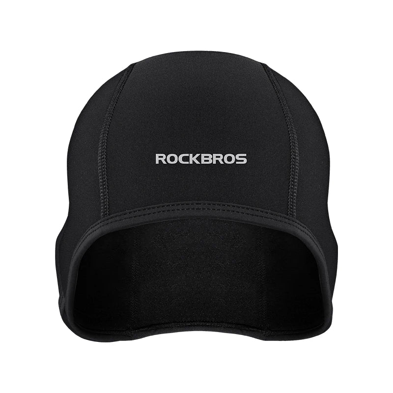 Black thermal cycling skull cap with ROCKBROS logo on front, covers ears