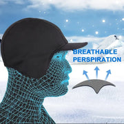 Black thermal visor cap with ear flaps for head and ear protection