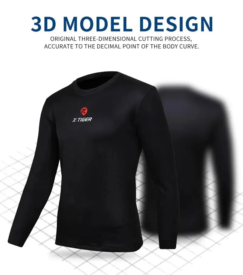 Black long-sleeve thermal cycling base layer with X-TIGER logo