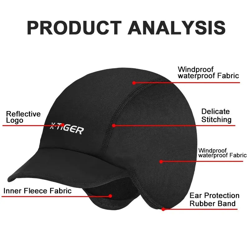 Thermal visor cap features: windproof, waterproof fabric, inner fleece, reflective logo, ear band