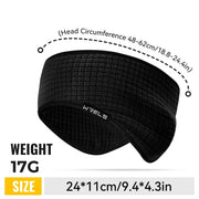 Black thermal cycling headband, textured knit, ear-covering visor style