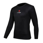 Black long-sleeve thermal cycling base layer front view with logo
